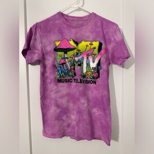 MTV Pink Tie-Dye Psychedelic Mushroom Tshirt